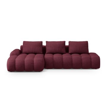 Coltar extensibil stanga 3 locuri, Linz, Cosmopolitan Design, 275x142x84 cm, cotiera dreapta, tesatura structurata, bordo