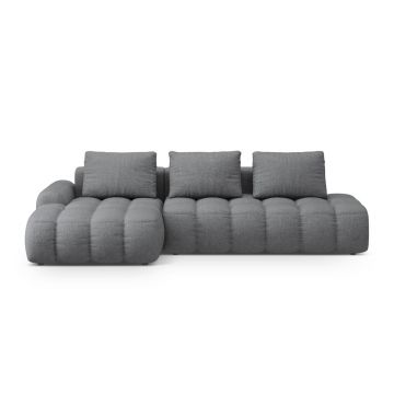 Coltar extensibil stanga 3 locuri, Linz, Cosmopolitan Design, 275x142x84 cm, cotiera dreapta, tesatura structurata, gri