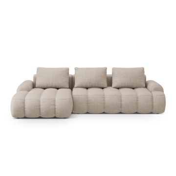 Coltar extensibil stanga 3 locuri, Linz, Cosmopolitan Design, 275x142x84 cm, tesatura structurata, bej sand
