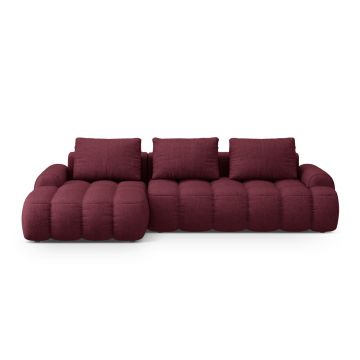 Coltar extensibil stanga 3 locuri, Linz, Cosmopolitan Design, 275x142x84 cm, tesatura structurata, bordo