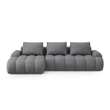 Coltar extensibil stanga 3 locuri, Linz, Cosmopolitan Design, 275x142x84 cm, tesatura structurata, gri