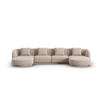 Coltar panoramic 5 locuri, Tulum, Cosmopolitan Design, 330x156x70 cm, tesatura chenille, bej