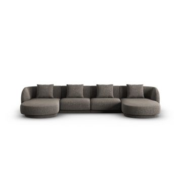 Coltar panoramic 5 locuri, Tulum, Cosmopolitan Design, 330x156x70 cm, tesatura chenille, gri