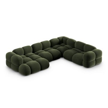 Coltar panoramic dreapta 5 locuri, Loretto, Cosmopolitan Design, 345x250x68 cm, catifea, verde