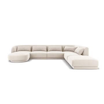 Coltar panoramic dreapta 6 locuri, Tulum, Cosmopolitan Design, 330x255x70 cm, catifea, bej deschis