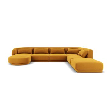 Coltar panoramic dreapta 6 locuri, Tulum, Cosmopolitan Design, 330x255x70 cm, catifea, galben