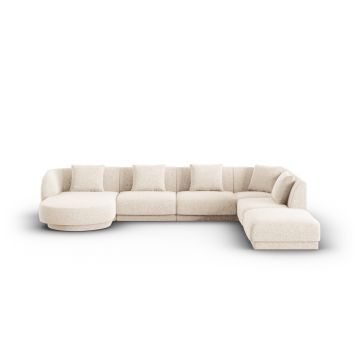 Coltar panoramic dreapta 6 locuri, Tulum, Cosmopolitan Design, 330x255x70 cm, tesatura chenille, bej deschis