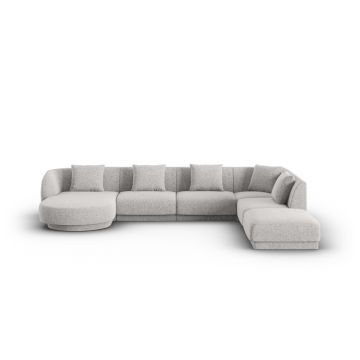 Coltar panoramic dreapta 6 locuri, Tulum, Cosmopolitan Design, 330x255x70 cm, tesatura chenille, gri deschis