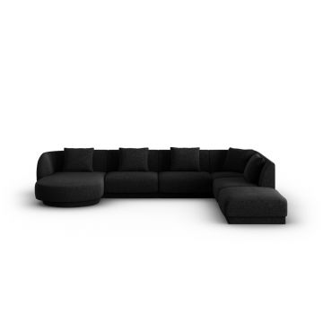 Coltar panoramic dreapta 6 locuri, Tulum, Cosmopolitan Design, 330x255x70 cm, tesatura chenille, negru