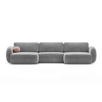 Coltar panoramic extensibil 5 locuri, Tonale, Cosmopolitan Design, 362x149x88 cm, catifea, gri inchis