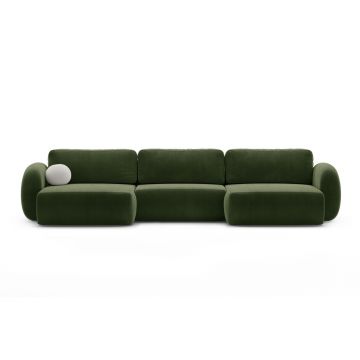 Coltar panoramic extensibil 5 locuri, Tonale, Cosmopolitan Design, 362x149x88 cm, catifea, verde army