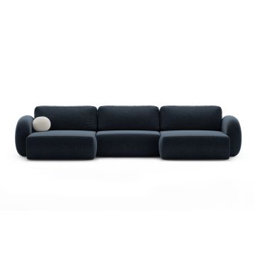 Coltar panoramic extensibil 5 locuri, Tonale, Cosmopolitan Design, 362x149x88 cm, tesatura chenille, albastru navy