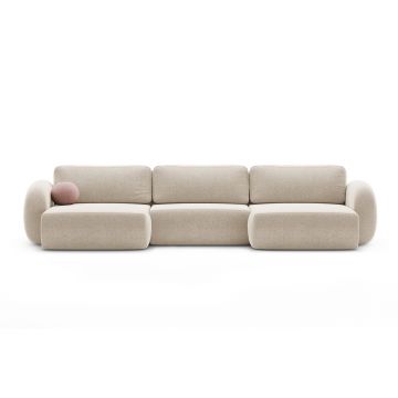 Coltar panoramic extensibil 5 locuri, Tonale, Cosmopolitan Design, 362x149x88 cm, tesatura chenille, bej inchis