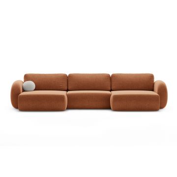 Coltar panoramic extensibil 5 locuri, Tonale, Cosmopolitan Design, 362x149x88 cm, tesatura chenille, caramiziu