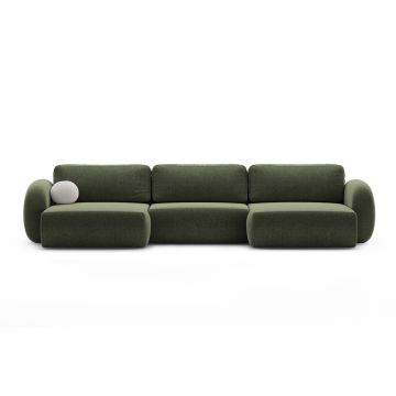 Coltar panoramic extensibil 5 locuri, Tonale, Cosmopolitan Design, 362x149x88 cm, tesatura chenille, verde