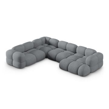 Coltar panoramic stanga 5 locuri, Loretto, Cosmopolitan Design, 345x250x68 cm, tesatura structurata, gri