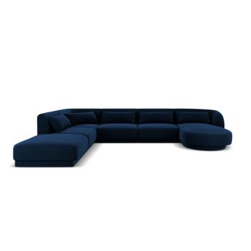Coltar panoramic stanga 6 locuri, Tulum, Cosmopolitan Design, 330x255x70 cm, catifea, albastru regal