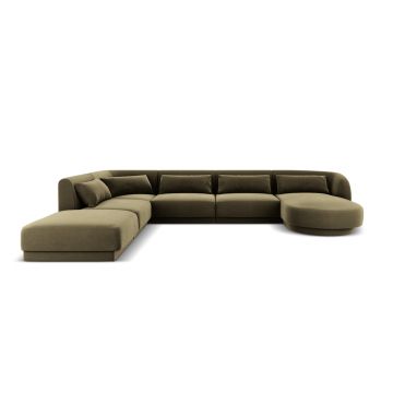 Coltar panoramic stanga 6 locuri, Tulum, Cosmopolitan Design, 330x255x70 cm, catifea, verde