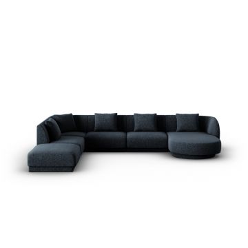Coltar panoramic stanga 6 locuri, Tulum, Cosmopolitan Design, 330x255x70 cm, tesatura chenille, albastru regal