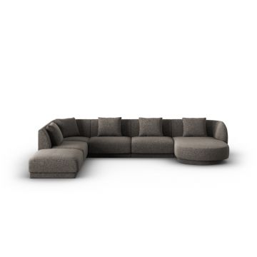 Coltar panoramic stanga 6 locuri, Tulum, Cosmopolitan Design, 330x255x70 cm, tesatura chenille, gri