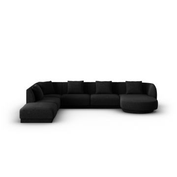 Coltar panoramic stanga 6 locuri, Tulum, Cosmopolitan Design, 330x255x70 cm, tesatura chenille, negru