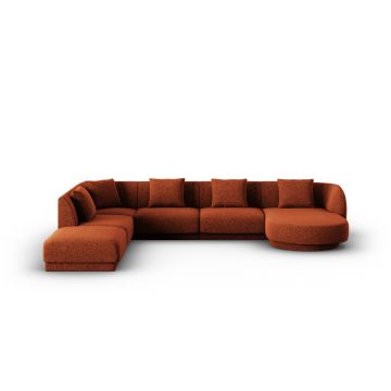 Coltar panoramic stanga 6 locuri, Tulum, Cosmopolitan Design, 330x255x70 cm, tesatura chenille, teracota