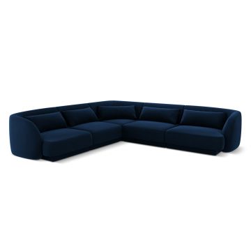 Coltar reversibil 5 locuri, Tulum, Cosmopolitan Design, 255x255x70 cm, catifea, albastru regal