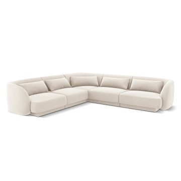 Coltar reversibil 5 locuri, Tulum, Cosmopolitan Design, 255x255x70 cm, catifea, bej deschis