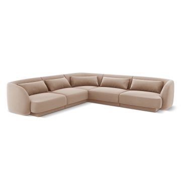 Coltar reversibil 5 locuri, Tulum, Cosmopolitan Design, 255x255x70 cm, catifea, bej