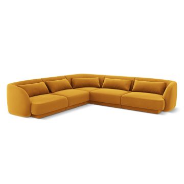 Coltar reversibil 5 locuri, Tulum, Cosmopolitan Design, 255x255x70 cm, catifea, galben
