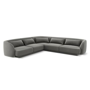 Coltar reversibil 5 locuri, Tulum, Cosmopolitan Design, 255x255x70 cm, catifea, gri deschis