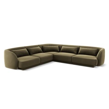 Coltar reversibil 5 locuri, Tulum, Cosmopolitan Design, 255x255x70 cm, catifea, verde