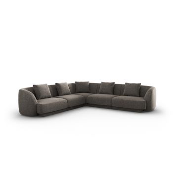 Coltar reversibil 5 locuri, Tulum, Cosmopolitan Design, 255x255x70 cm, tesatura chenille, gri