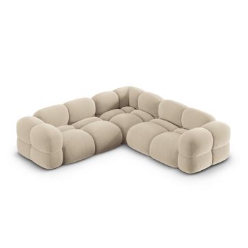 Coltar simetric 4 locuri, Loretto, Cosmopolitan Design, 250x250x68 cm, catifea, bej deschis