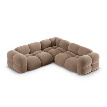 Coltar simetric 4 locuri, Loretto, Cosmopolitan Design, 250x250x68 cm, catifea, bej inchis