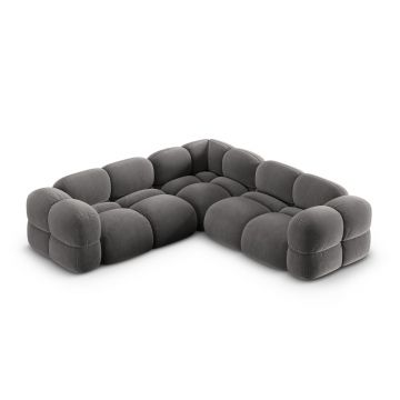 Coltar simetric 4 locuri, Loretto, Cosmopolitan Design, 250x250x68 cm, catifea, gri