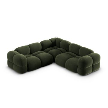 Coltar simetric 4 locuri, Loretto, Cosmopolitan Design, 250x250x68 cm, catifea, verde