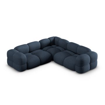 Coltar simetric 4 locuri, Loretto, Cosmopolitan Design, 250x250x68 cm, tesatura structurata, albastru inchis
