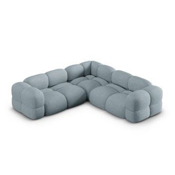 Coltar simetric 4 locuri, Loretto, Cosmopolitan Design, 250x250x68 cm, tesatura structurata, albastru pastel