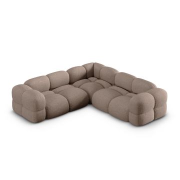 Coltar simetric 4 locuri, Loretto, Cosmopolitan Design, 250x250x68 cm, tesatura structurata, cappuccino