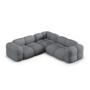 Coltar simetric 4 locuri, Loretto, Cosmopolitan Design, 250x250x68 cm, tesatura structurata, gri