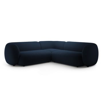 Coltar simetric 5 locuri, Kate, Micadoni, 252x252x76 cm, catifea, albastru regal