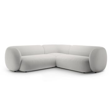 Coltar simetric 5 locuri, Kate, Micadoni, 252x252x76 cm, catifea, gri deschis