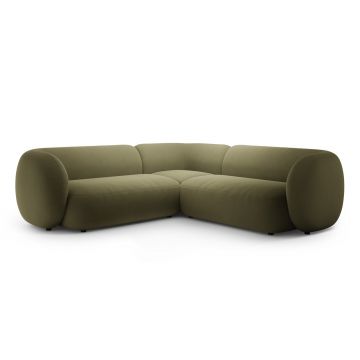 Coltar simetric 5 locuri, Kate, Micadoni, 252x252x76 cm, catifea, verde