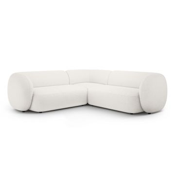 Coltar simetric 5 locuri, Kate, Micadoni, 252x252x76 cm, tesatura boucle, alb