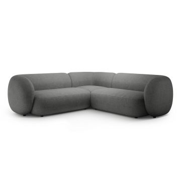 Coltar simetric 5 locuri, Kate, Micadoni, 252x252x76 cm, tesatura boucle, gri inchis