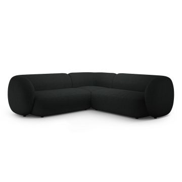 Coltar simetric 5 locuri, Kate, Micadoni, 252x252x76 cm, tesatura boucle, negru