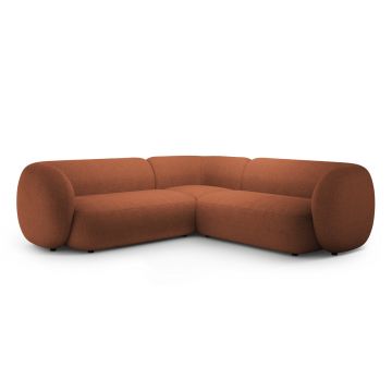 Coltar simetric 5 locuri, Kate, Micadoni, 252x252x76 cm, tesatura boucle, teracota