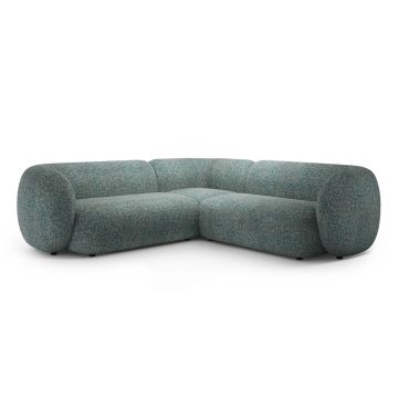 Coltar simetric 5 locuri, Kate, Micadoni, 252x252x76 cm, tesatura structurata, albastru melanj
