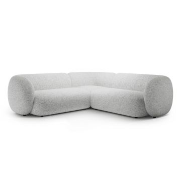 Coltar simetric 5 locuri, Kate, Micadoni, 252x252x76 cm, tesatura structurata, gri deschis melanj